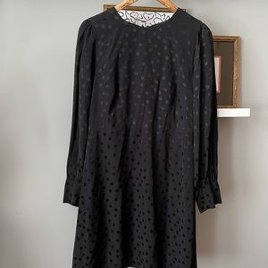 J Crew black shift dress with jacquard floral dot size 10